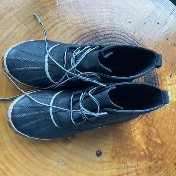 SOREL Out N About Waterproof Black Leather & Rubber Lace Up Duck Boots Size 9 - Picture 7 of 12